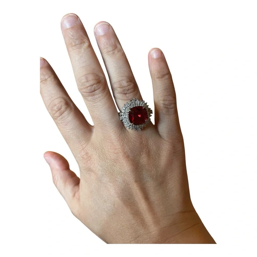 Sterling Silver Crystal Ring. Red. Gorgeous!
